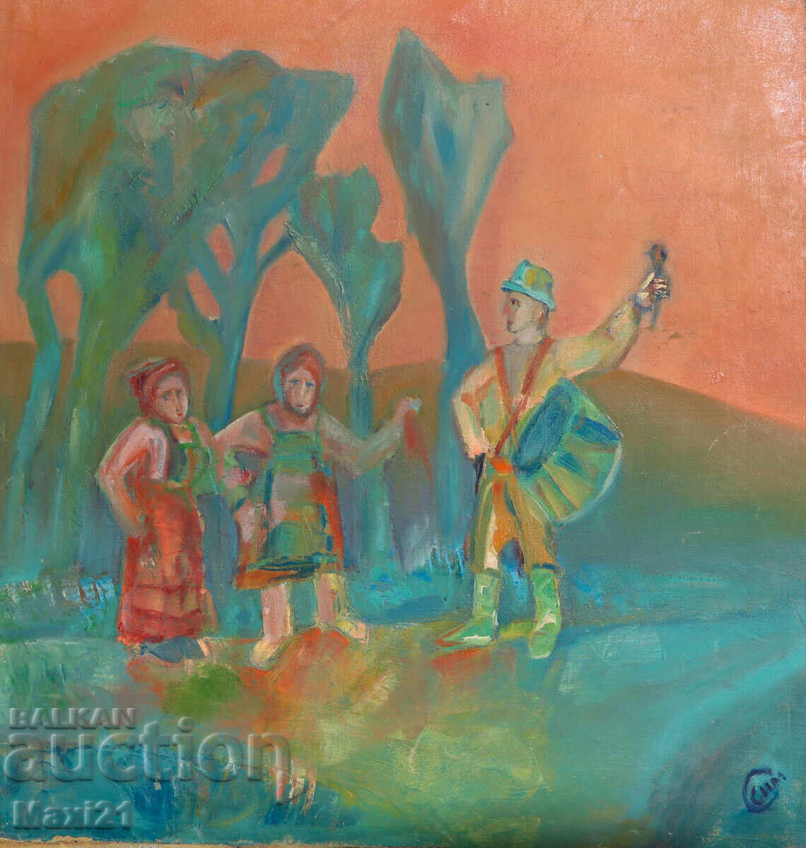 Auction Oil painting, figurative composition Auction Oil painting, figurative composition