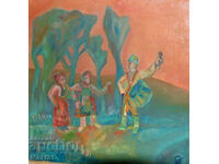 Oil painting, figurative composition