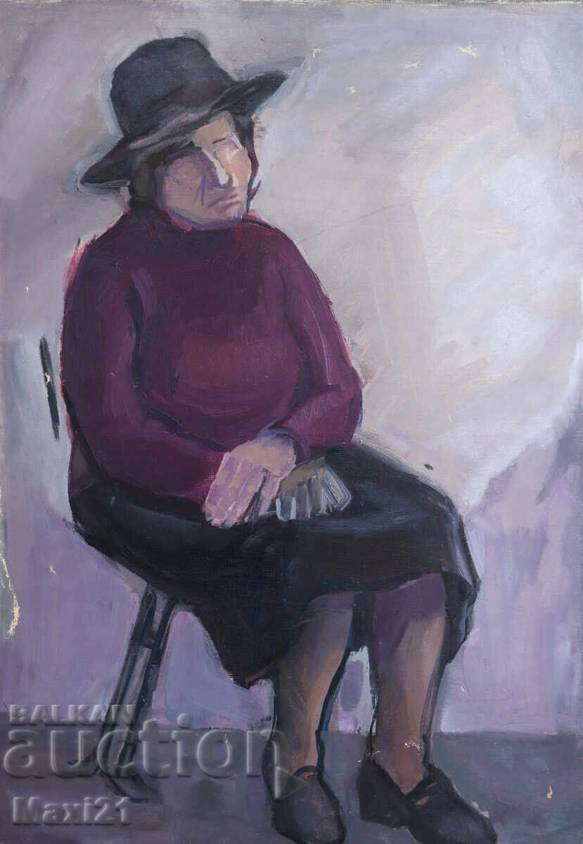 Auction  Old oil painting, female portrait