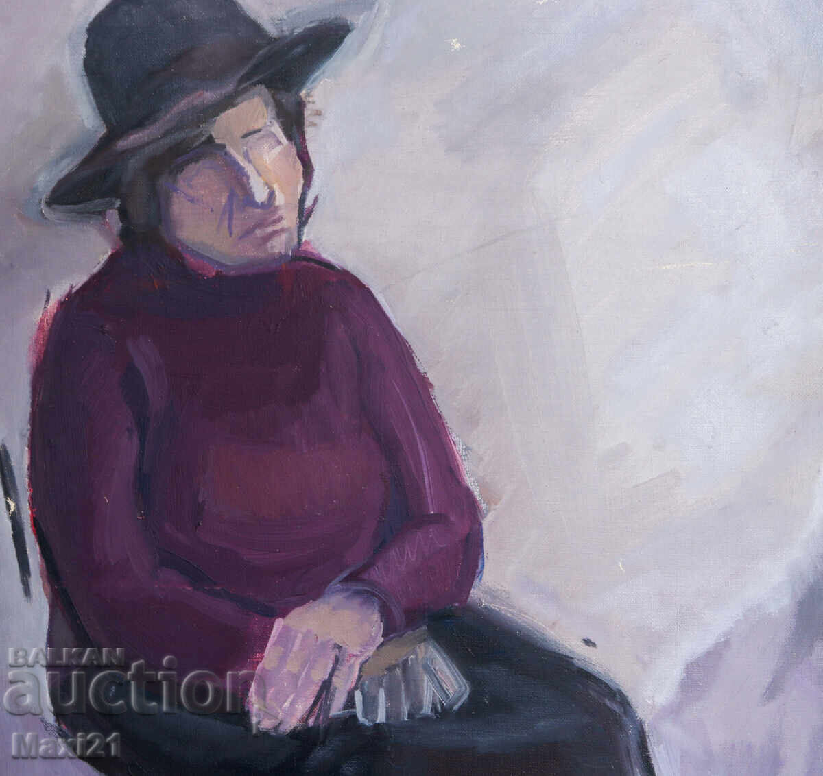 Old oil painting, female portrait - 5