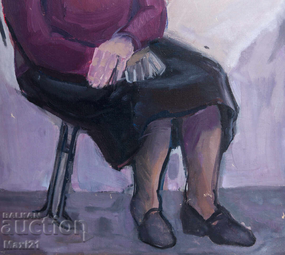 Old oil painting, female portrait - 6