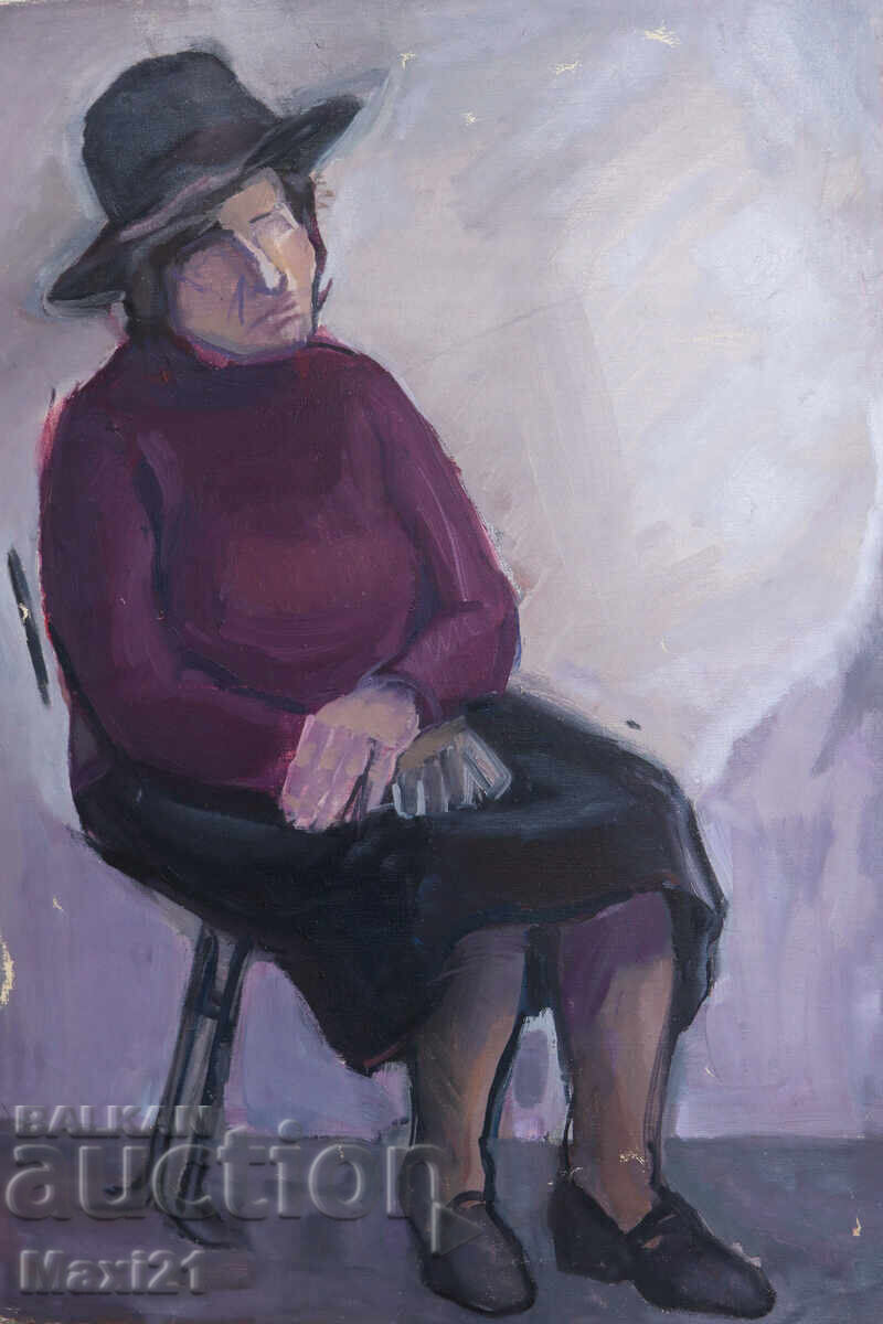 Old oil painting, female portrait