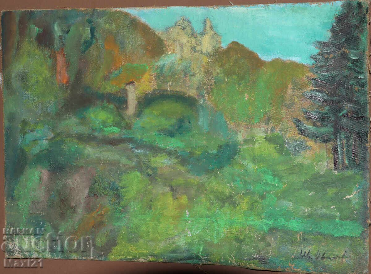 Old oil painting, forest landscape with price 200.00 BGN | € 102.26