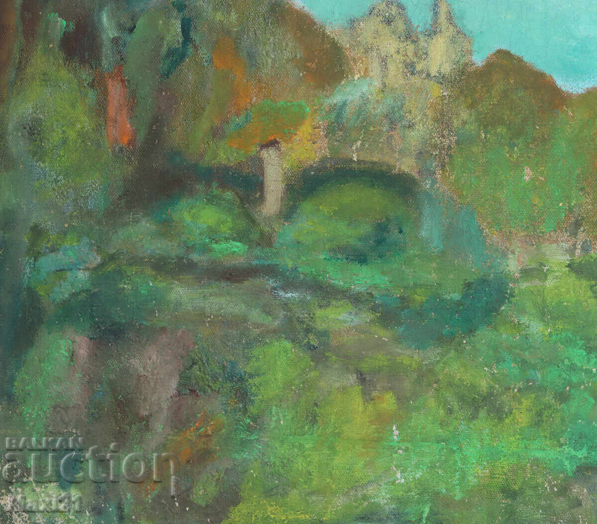 Old oil painting, forest landscape - 5