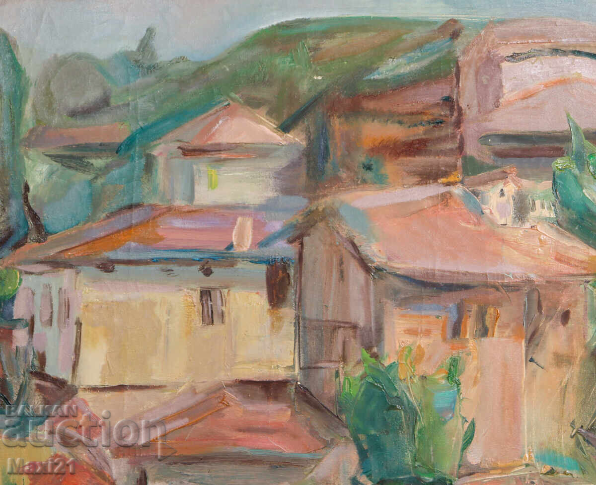 Доставка на Стара картина маслени бои градски пейзаж