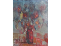 Oil painting still life vase with flowers