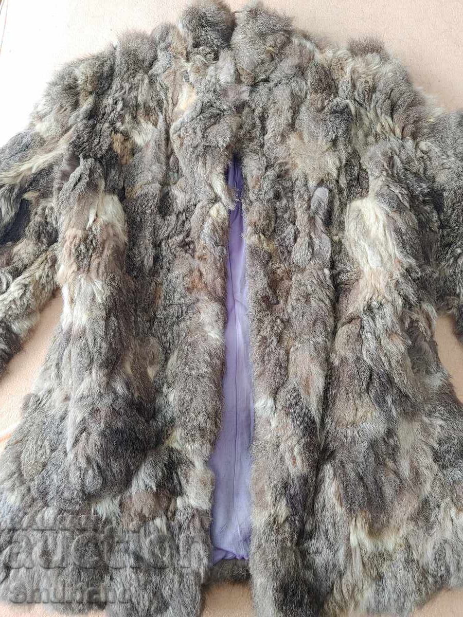 Rabbit Fur Leather Coat