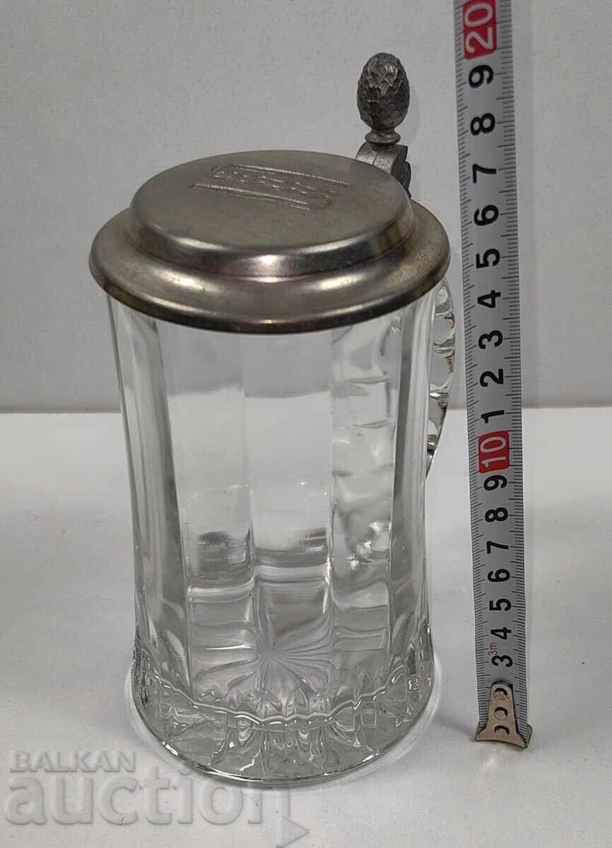 German Beer Stein with Lid, Excellent Condition - 7