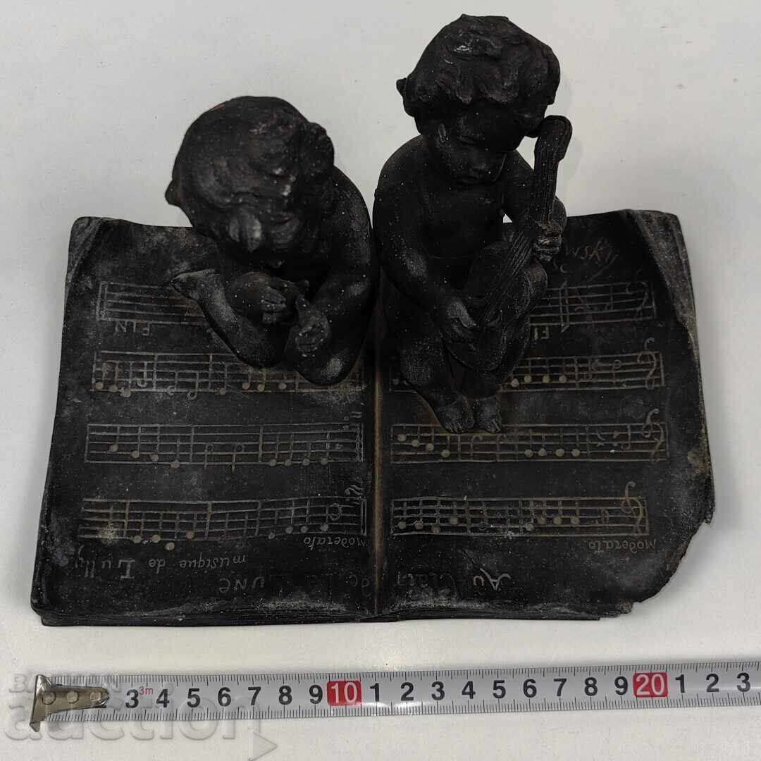 Auction  Metal Composition Figure Statuette Music Notes With Remarks
