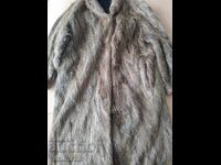 Palton de piele cu blană de vulpe