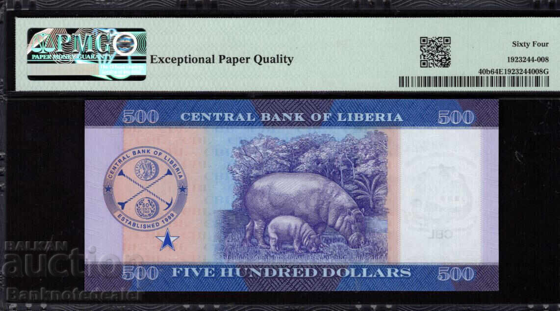 Licitație Liberia 500 Dolari 2024 Pick 40b PMG 64 EPQ Ref 1628 Unc