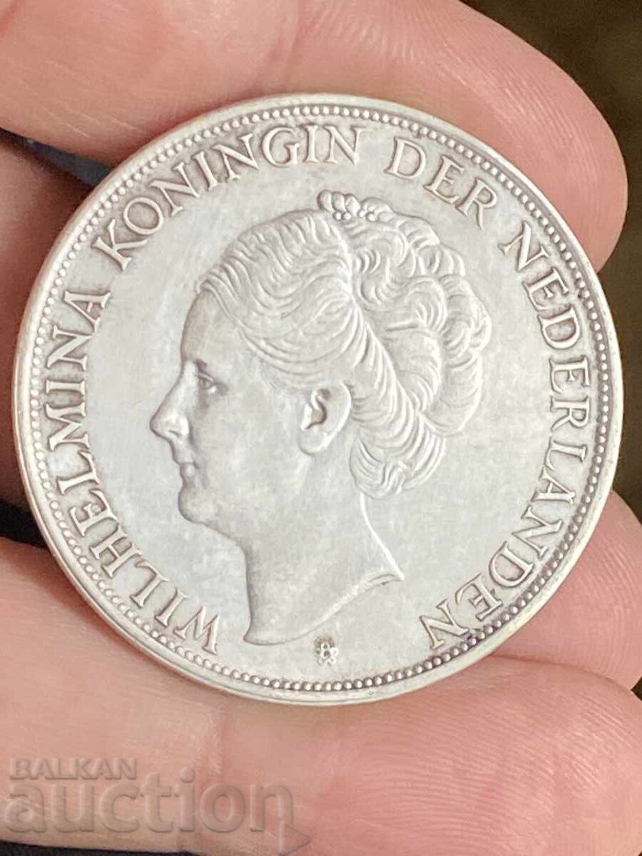 Netherlands 2 1/2 Gulden 1943 Wilhelmina Silver Netherlands 2 1/2 Gulden 1943 Wilhelmina Silver