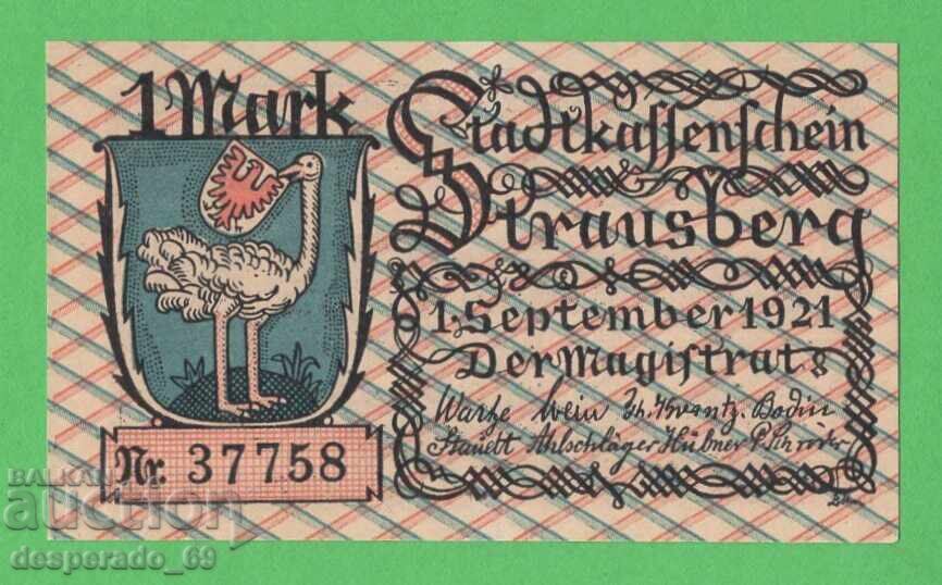 (¯`'•.¸NOTGELD (гр. Strausberg) 1921 UNC-  -1 марка¸.•'´¯) с цена 1.50 €