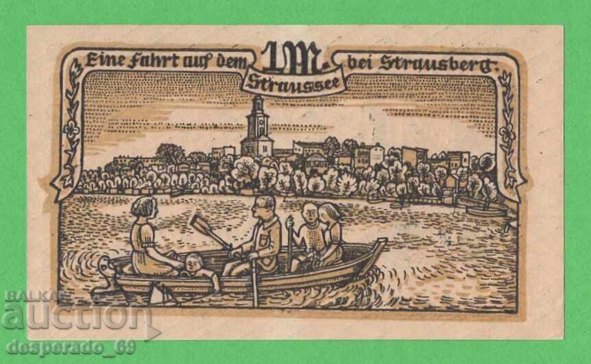 (¯`'•.¸NOTGELD (гр. Strausberg) 1921 UNC-  -1 марка¸.•'´¯)