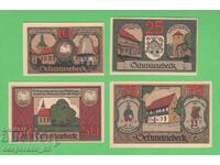 (¯`'•.¸NOTGELD (orașul Schwanebeck) 1921 UNC -4 buc. bancnote ´¯)