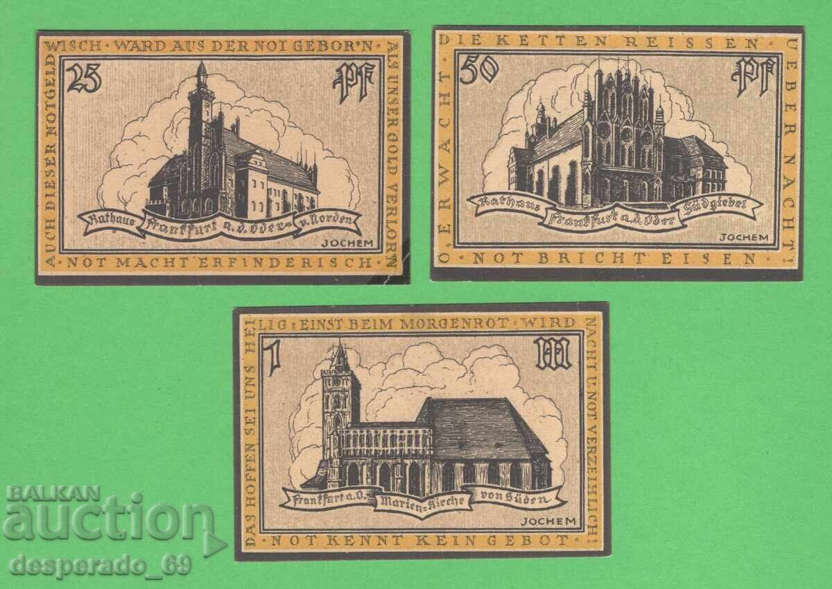 (¯`'•.¸NOTGELD (gr. Frankfurt) 1921 UNC- -3 τμχ. τραπεζογραμμάτια'´¯) (¯`'•.¸NOTGELD (gr. Frankfurt) 1921 UNC- -3 τμχ. τραπεζογραμμάτια'´¯)