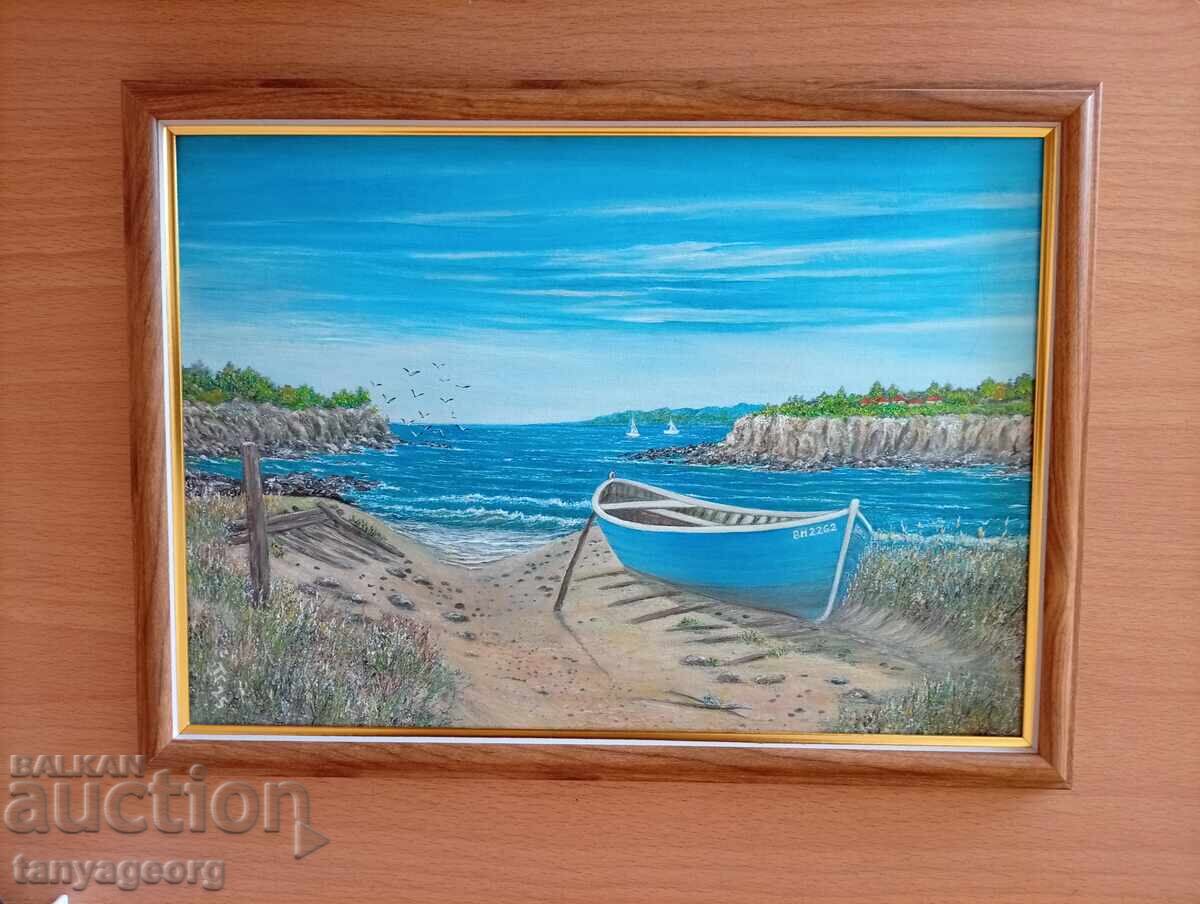 Auction Seascape with a boat Auction Seascape with a boat