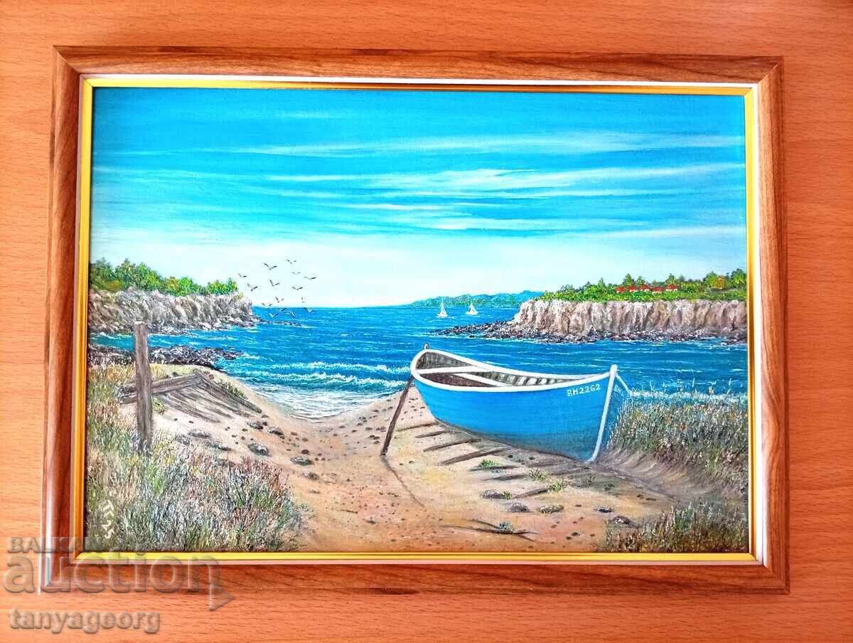 Seascape with a boat - 5 Seascape with a boat - 5
