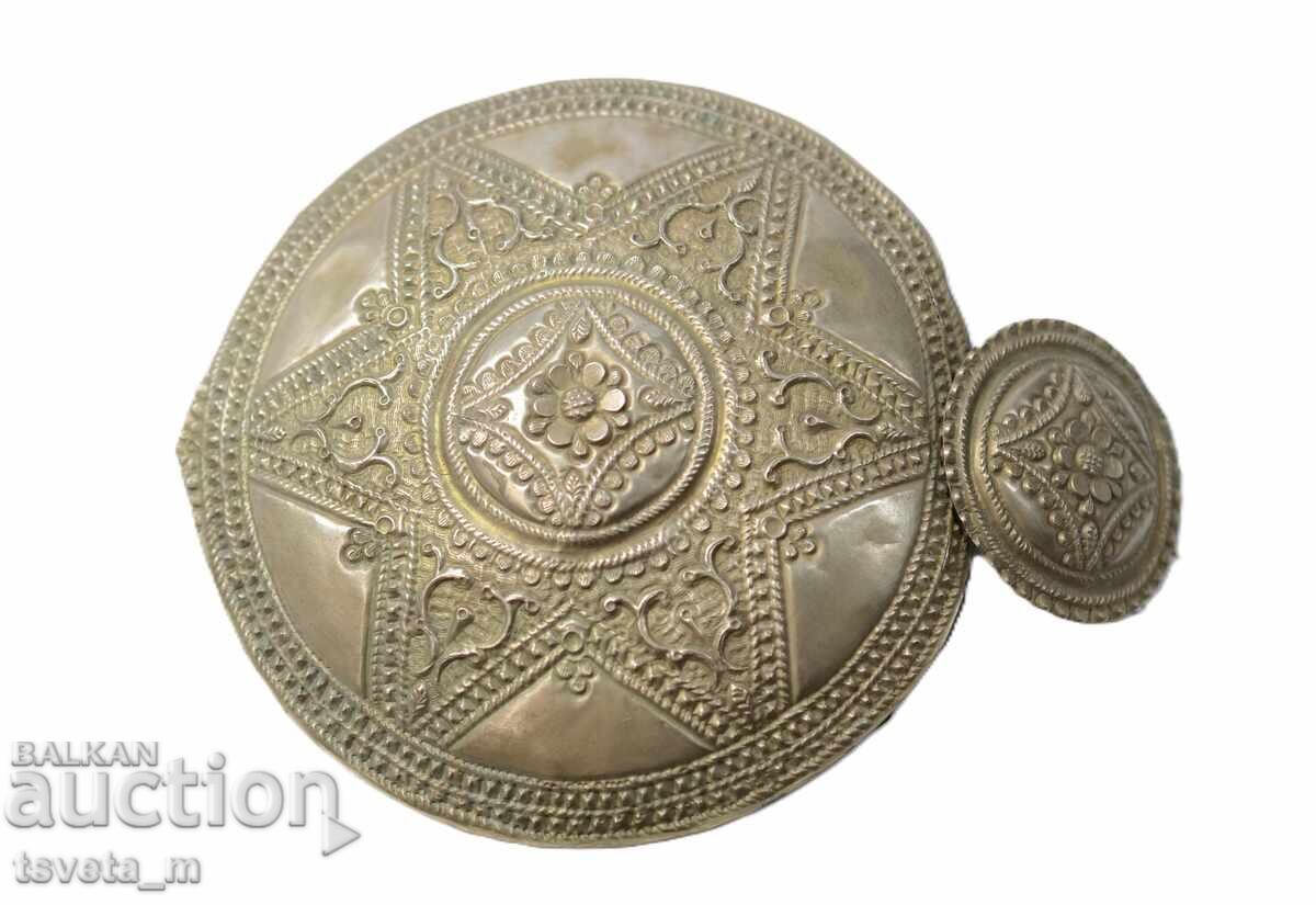 Revival silver half 1/2 buckle folk costume Revival silver half 1/2 buckle folk costume