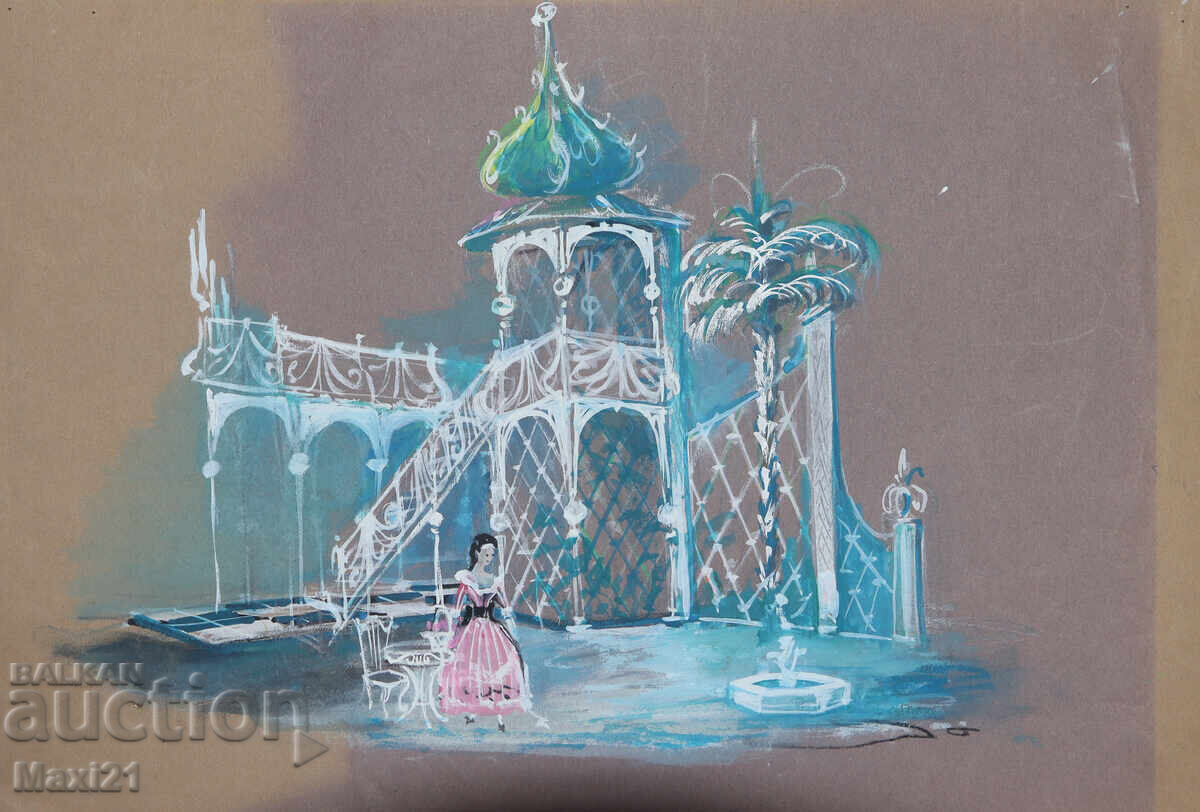 Картина гваш интериор сценография с цена 110.00 лв. | € 56.24