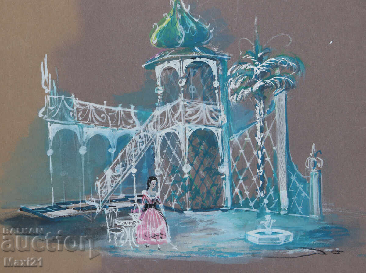 Аукцион Картина гваш интериор сценография