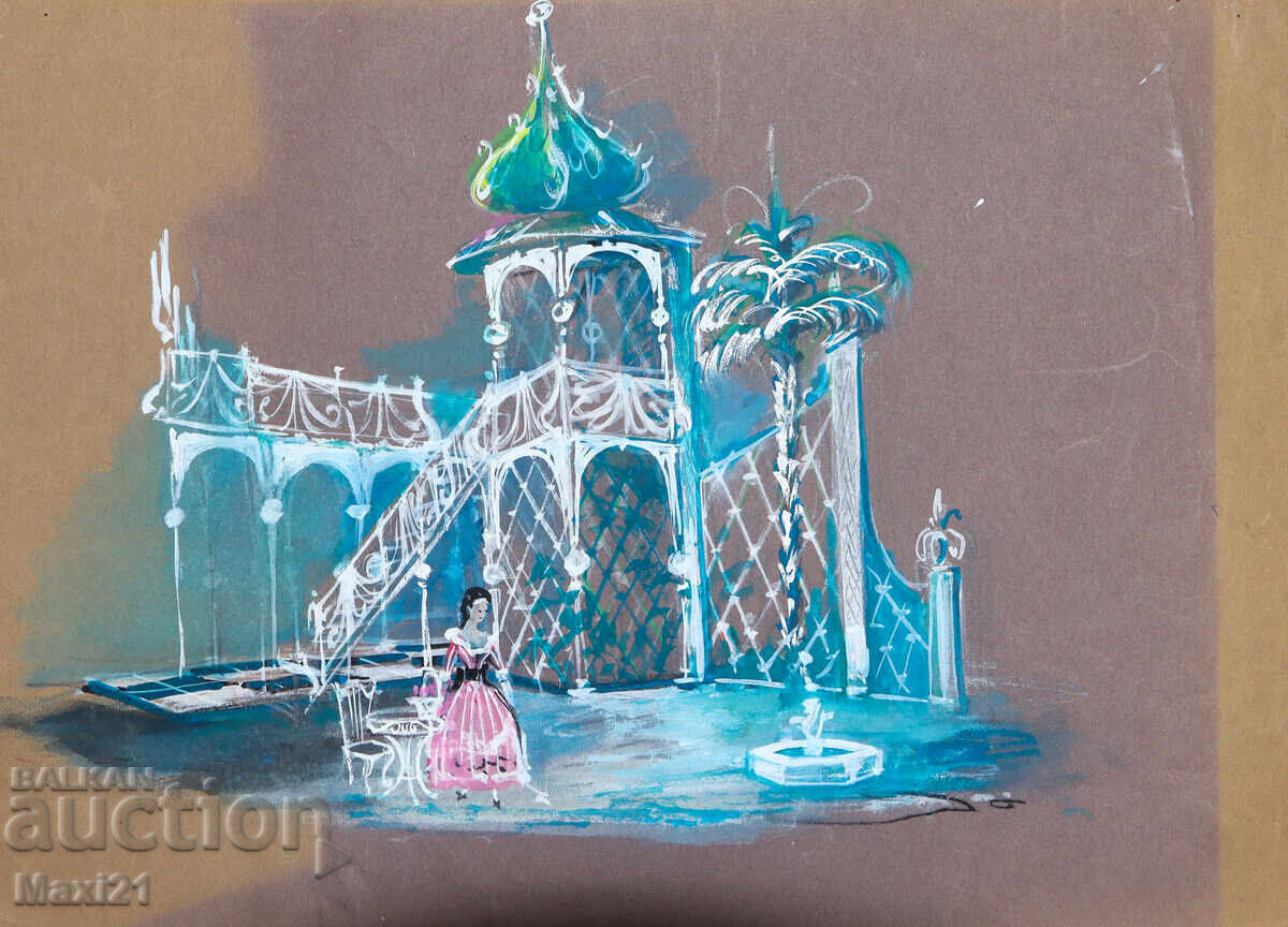 Картина гваш интериор сценография