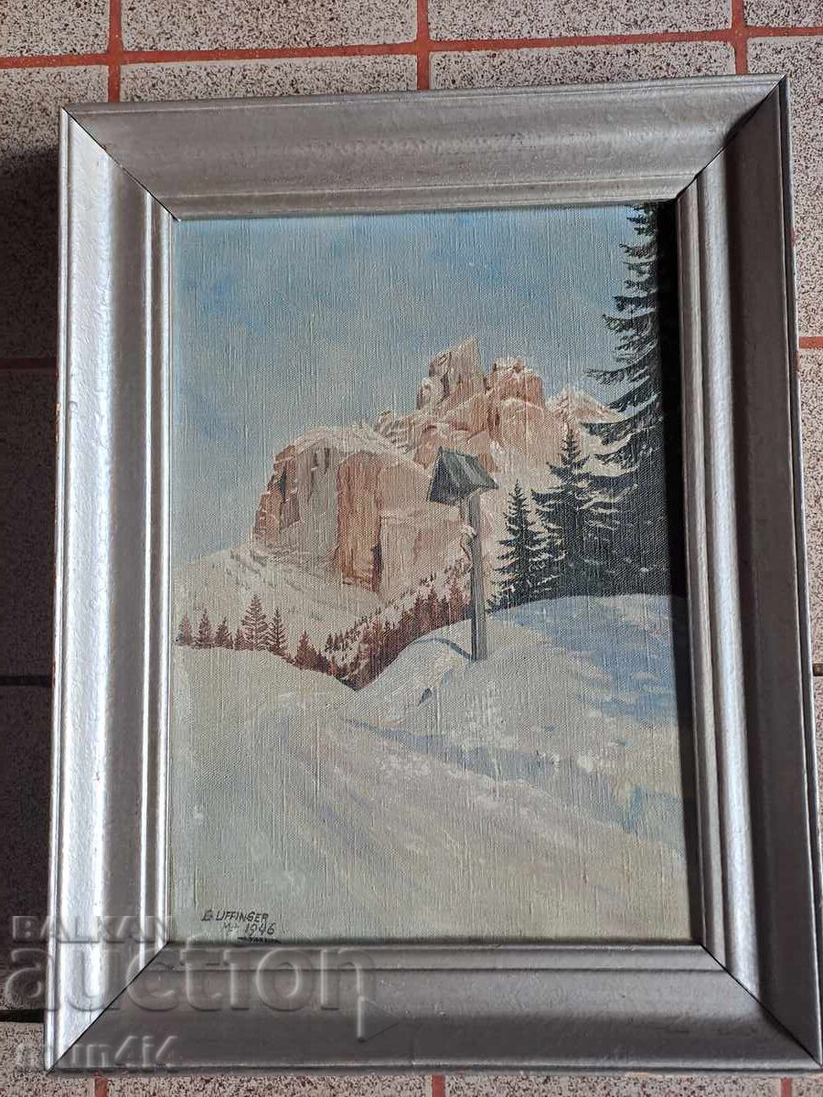 Υπογεγραμμένος πίνακας ζωγραφικής, χρονολογημένος, λάδι σε καμβά, με πλαίσιο