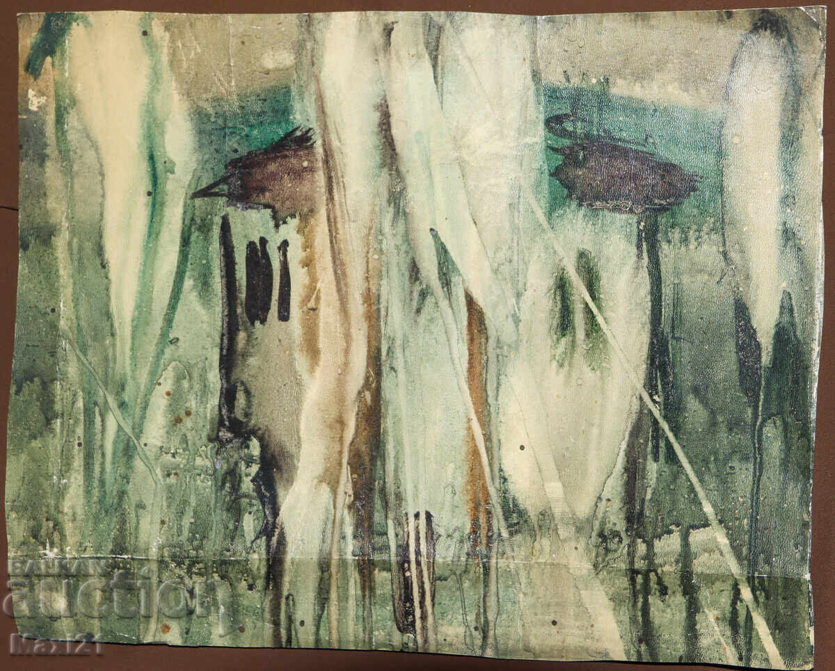 Auction  Old watercolor painting landscape