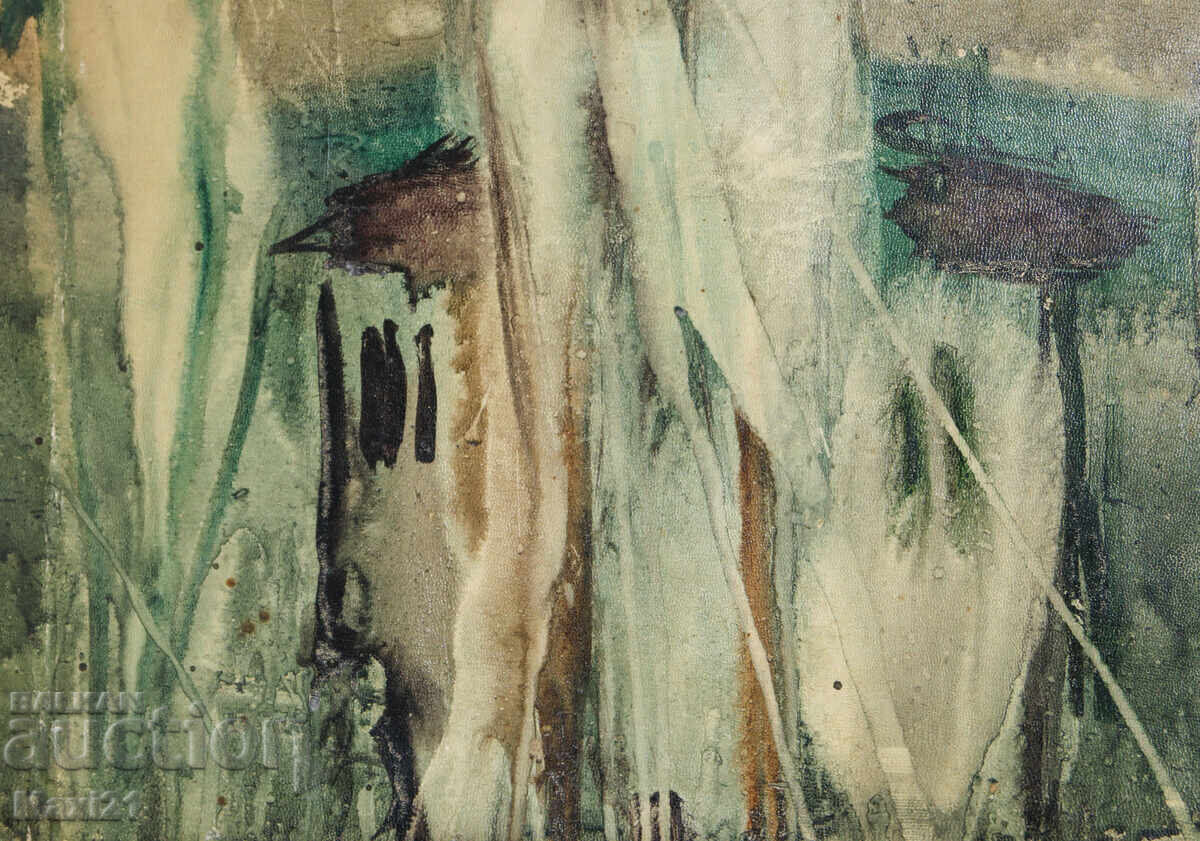 Delivery of Old watercolor painting landscape