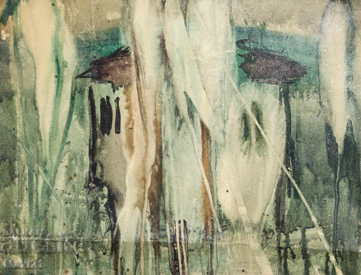 Old watercolor painting landscape