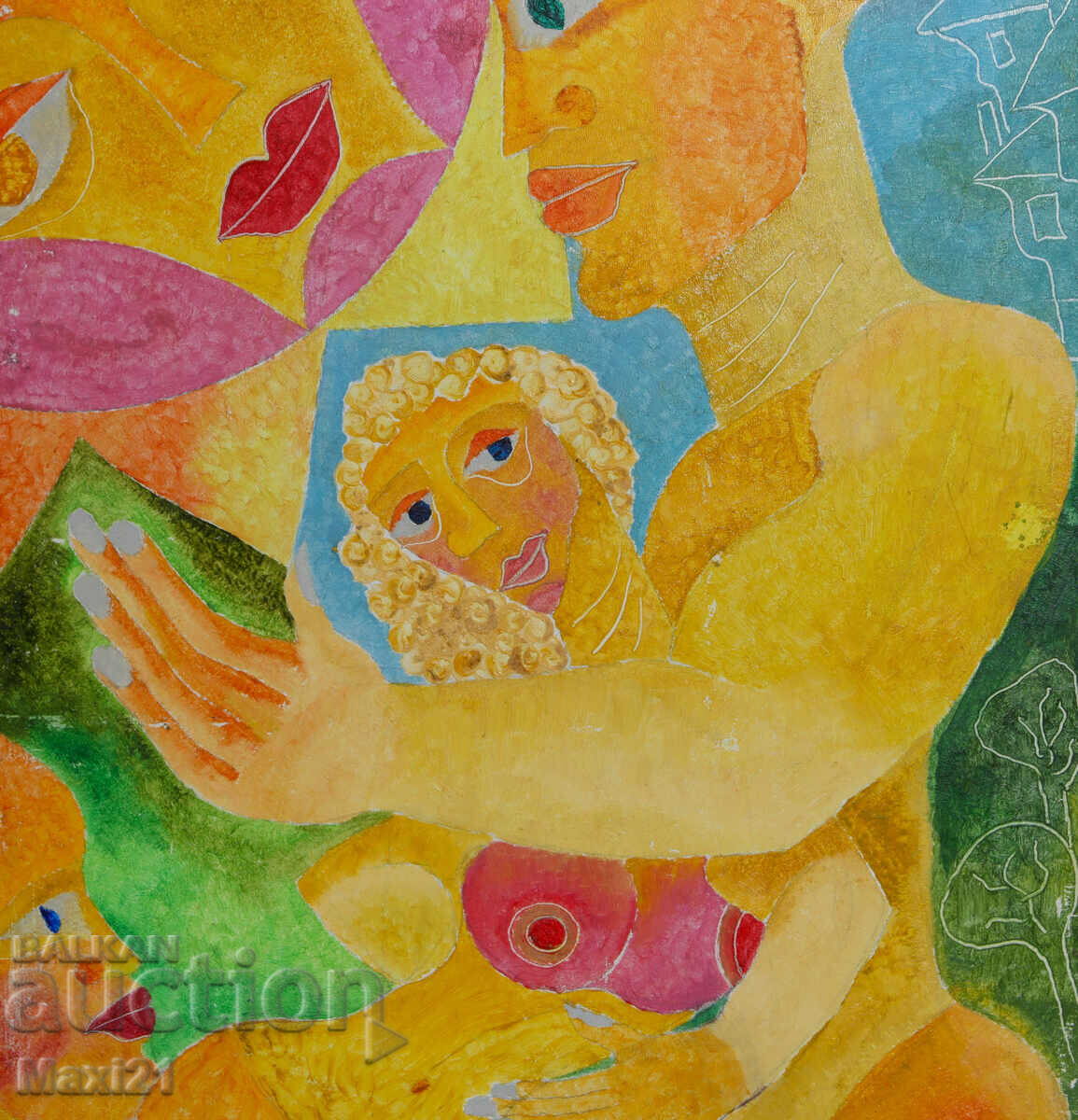 Auction  Oil painting, female portrait, nude bodies