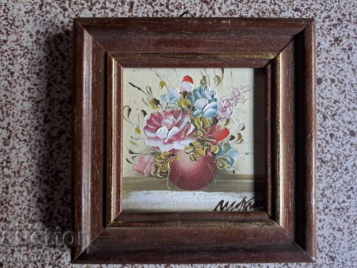 Painting signed oil, wooden frame Painting signed oil, wooden frame