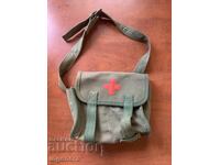 GEANTĂ PĂLĂRIE MILITARĂ SANITARĂ PÂNZĂ GROASĂ CRUCE CAZARMĂ