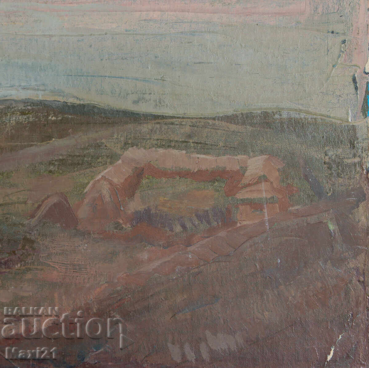 Παλιό ελαιογραφία αγροτικού τοπίου - 5