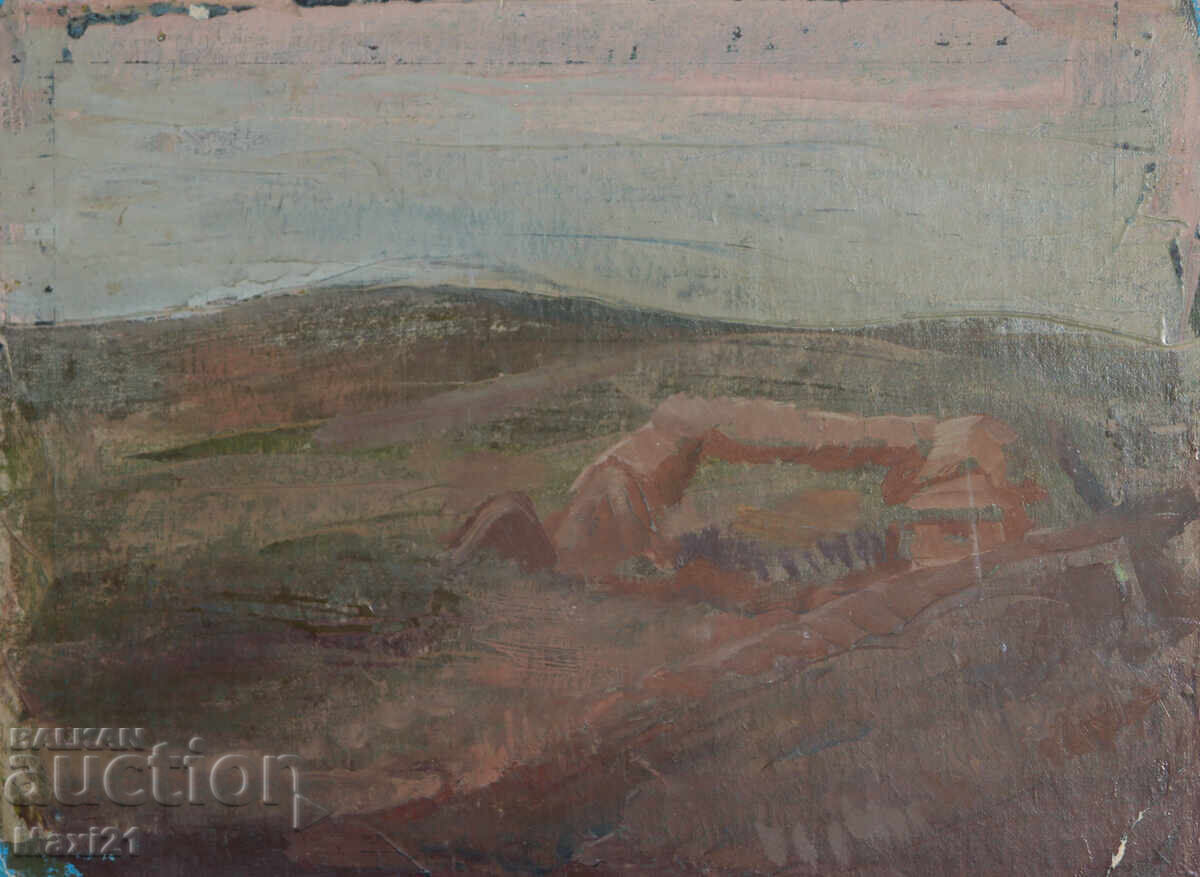 Παλιό ελαιογραφία αγροτικού τοπίου