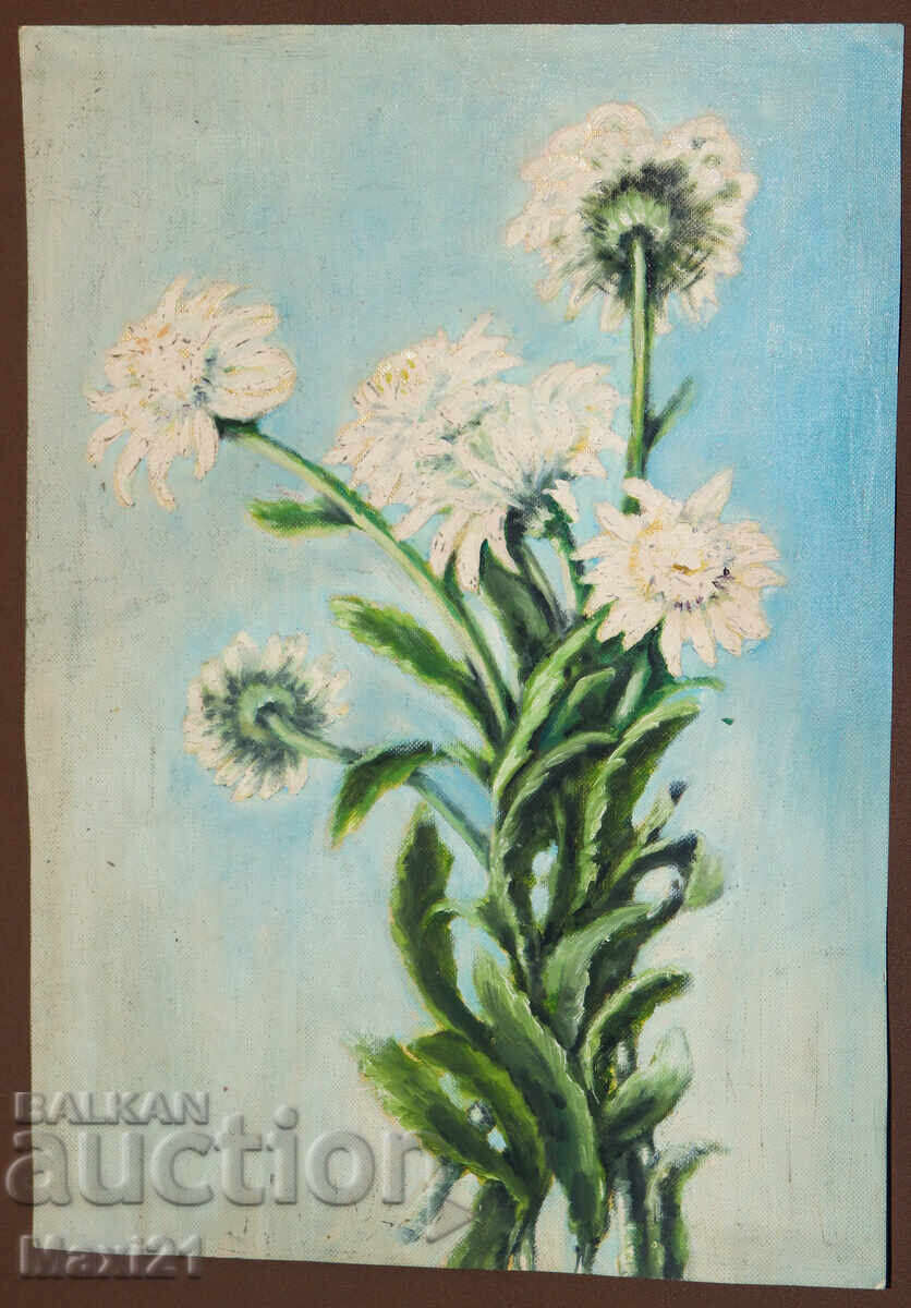 Still life of flowers, old painting, oil paints with price 200.00 BGN | € 102.26