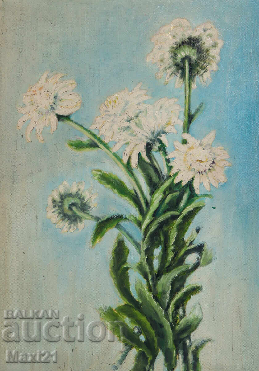 Auction  Still life of flowers, old painting, oil paints