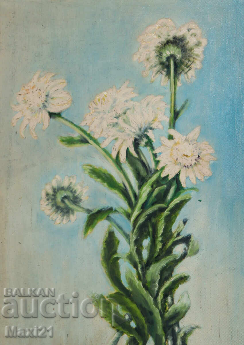 Still life of flowers, old painting, oil paints