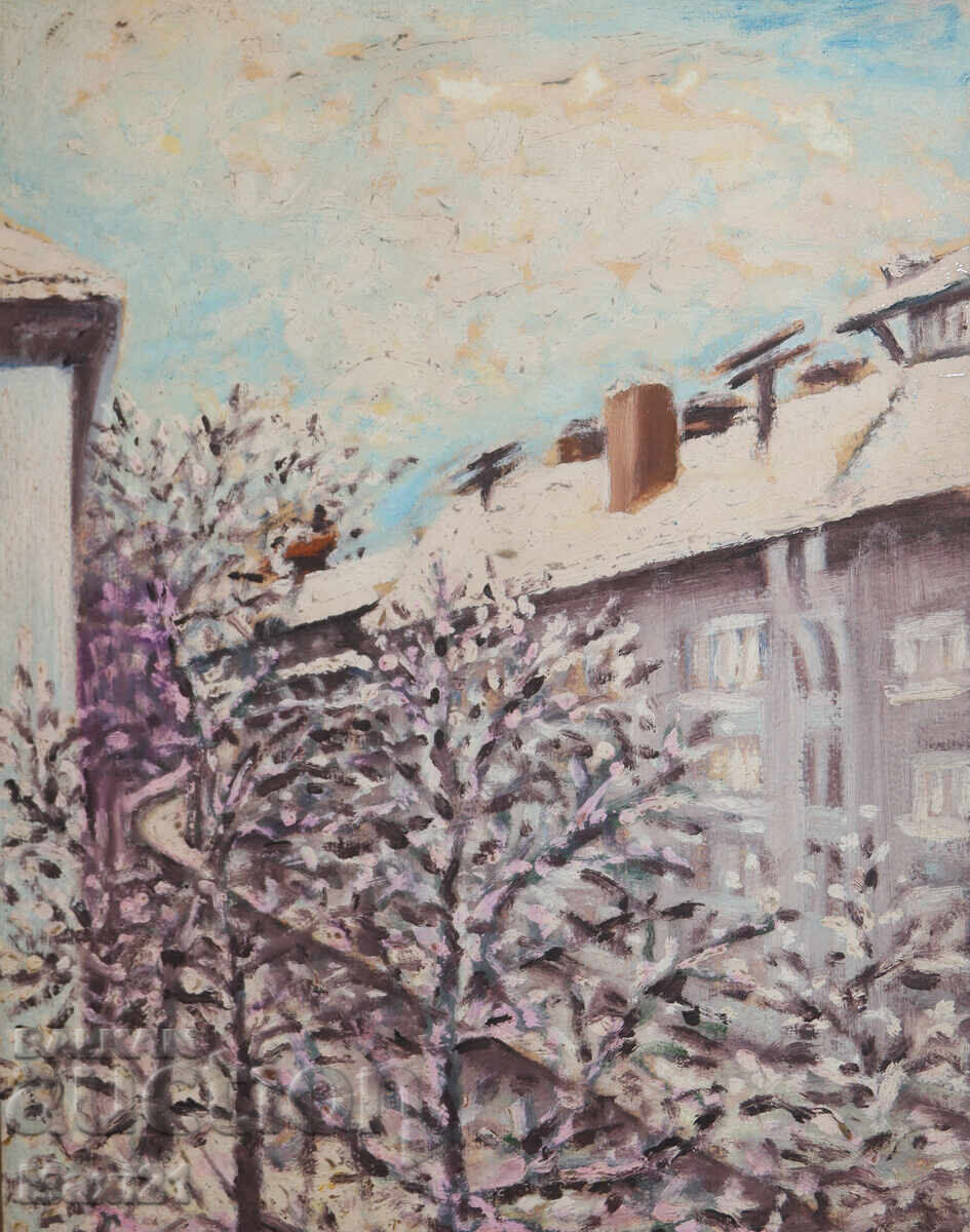 Cityscape old painting oil paints with price 200.00 BGN | € 102.26