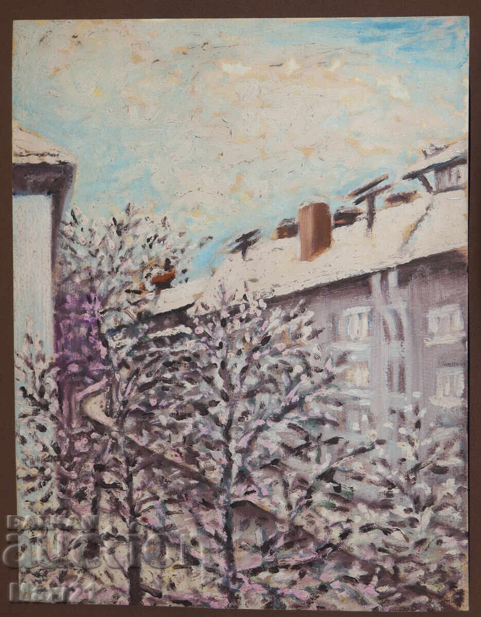 Auction  Cityscape old painting oil paints