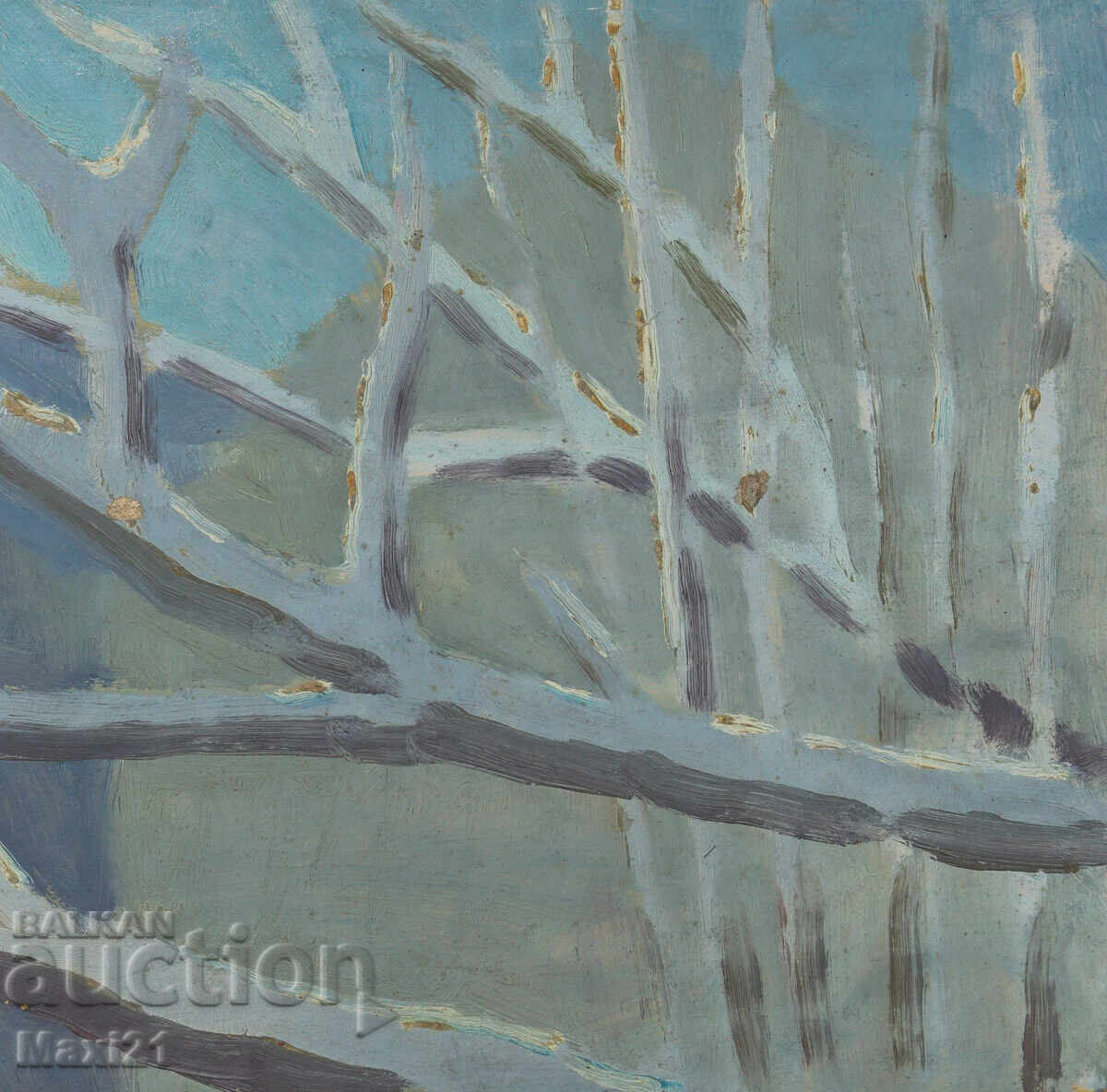 Peisaj urban, tablou vechi, ulei pe pânză - 5