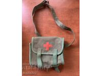 GEANTĂ PĂLĂRIE MILITARĂ SANITARĂ PÂNZĂ GROASĂ CRUCE CAZARMĂ