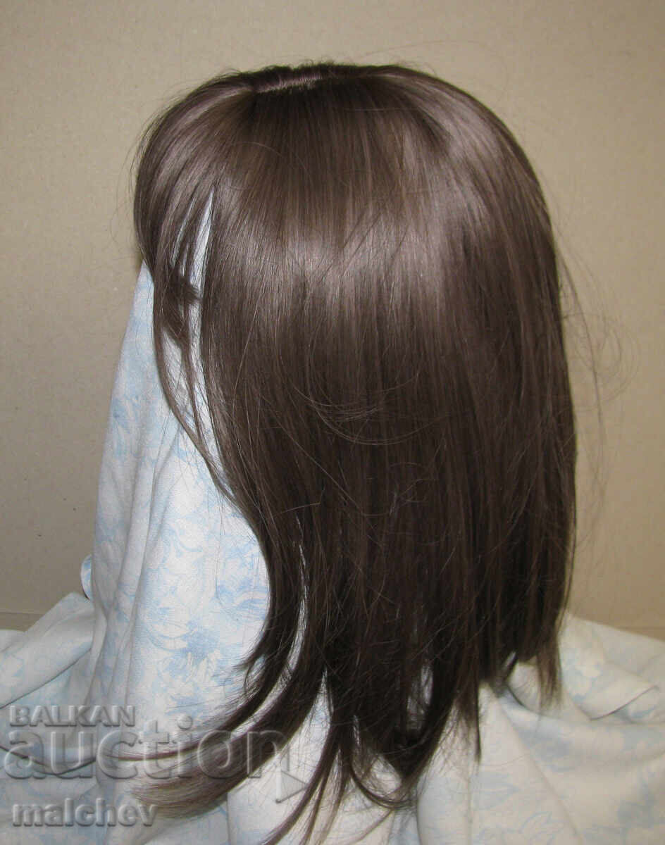 Wig made of artificial hair 40 cm light brown straight, excellent - 5