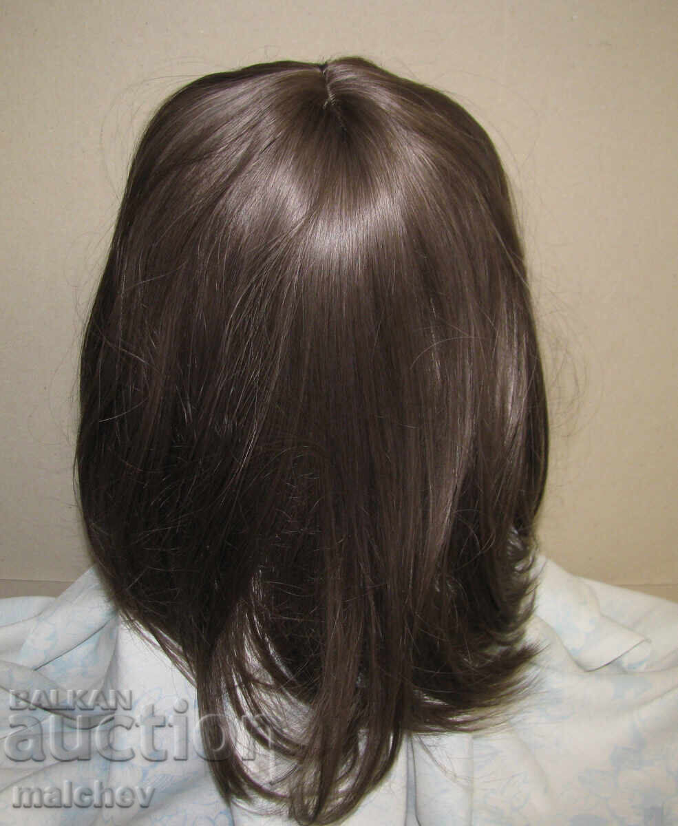 Wig made of artificial hair 40 cm light brown straight, excellent - 6