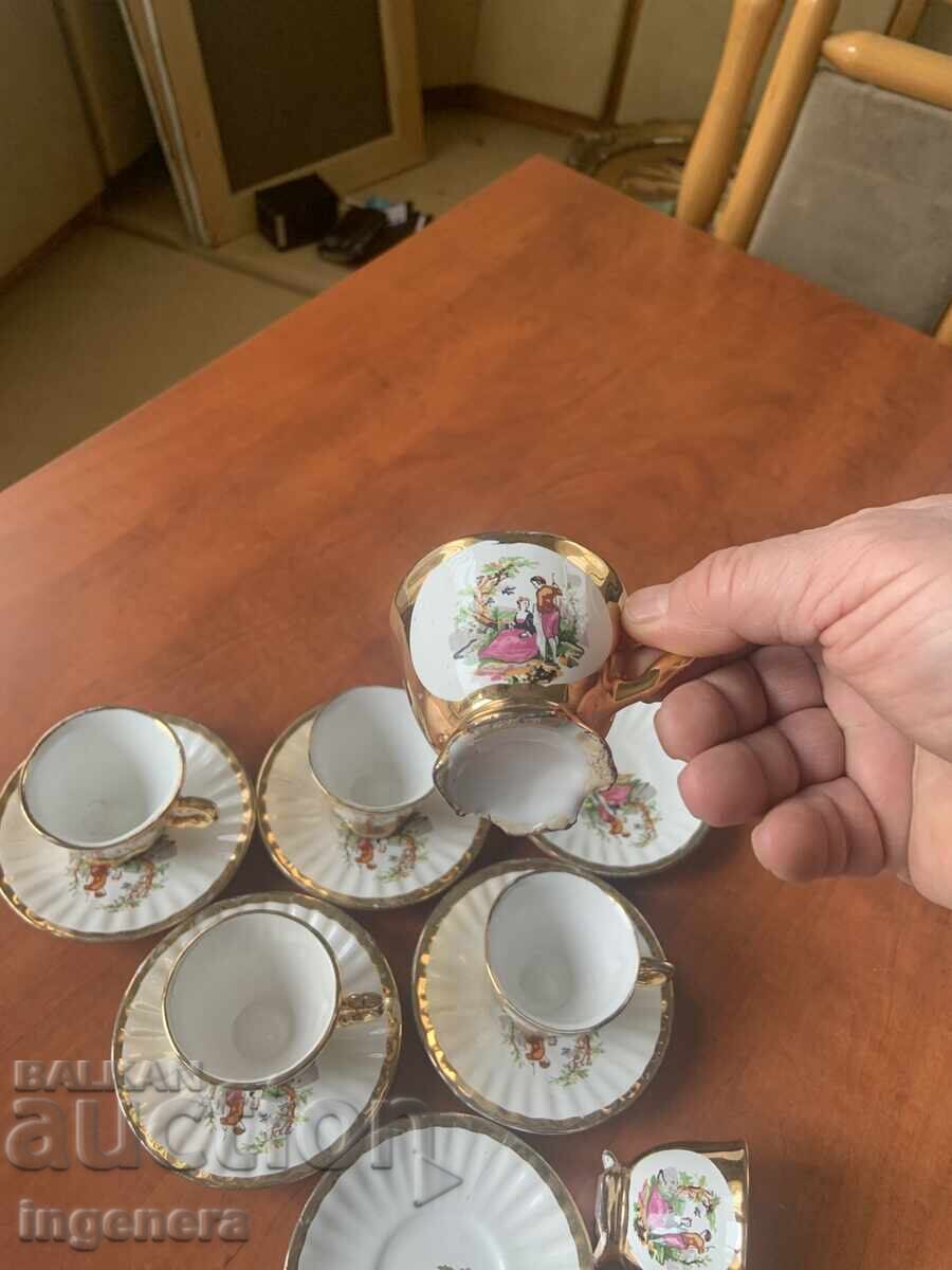 Delivery of PORCELAIN COFFEE SET GOLD PLATED CUP SAUCER Delivery of PORCELAIN COFFEE SET GOLD PLATED CUP SAUCER