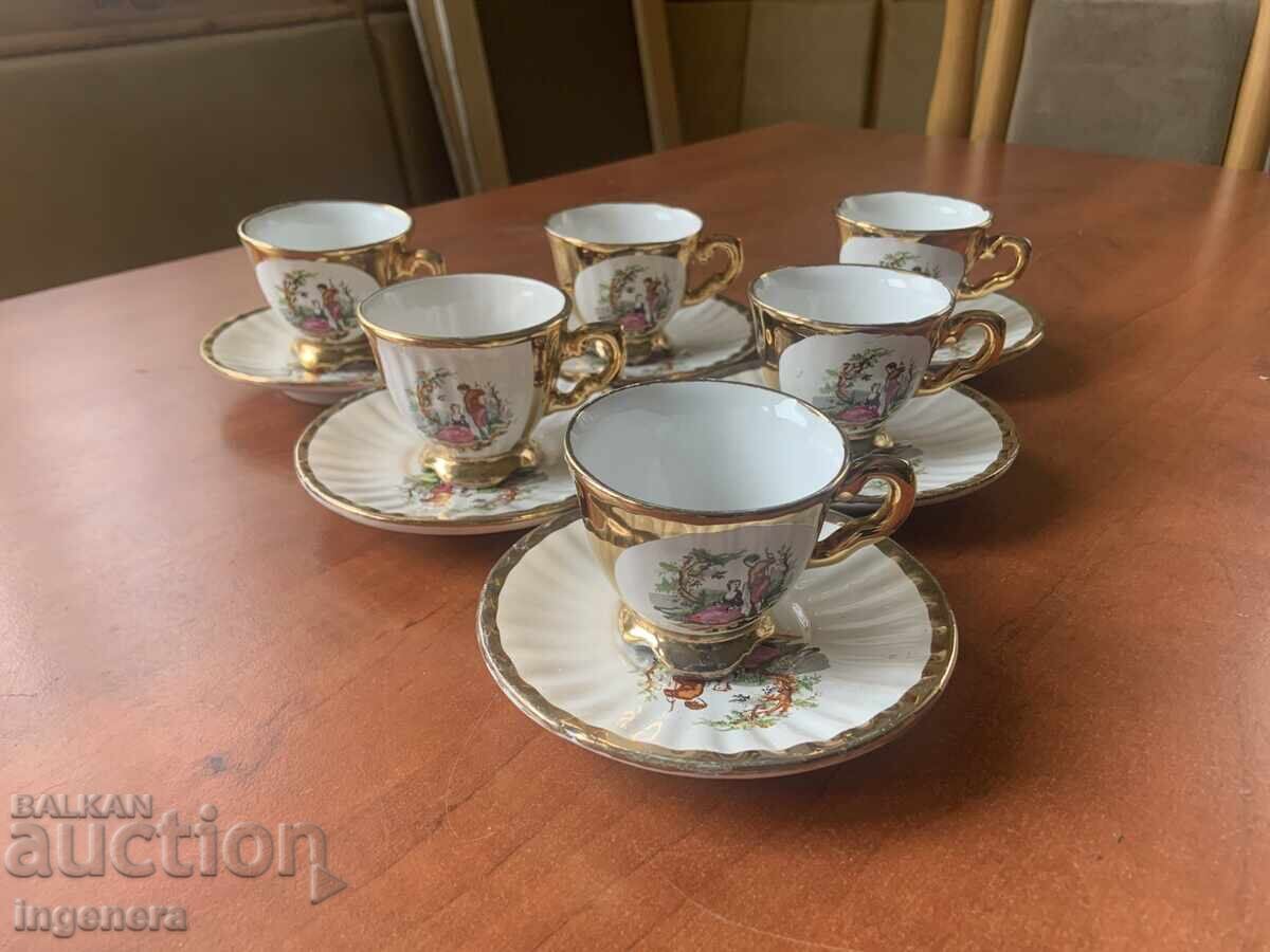 PORCELAIN COFFEE SET GOLD PLATED CUP SAUCER PORCELAIN COFFEE SET GOLD PLATED CUP SAUCER