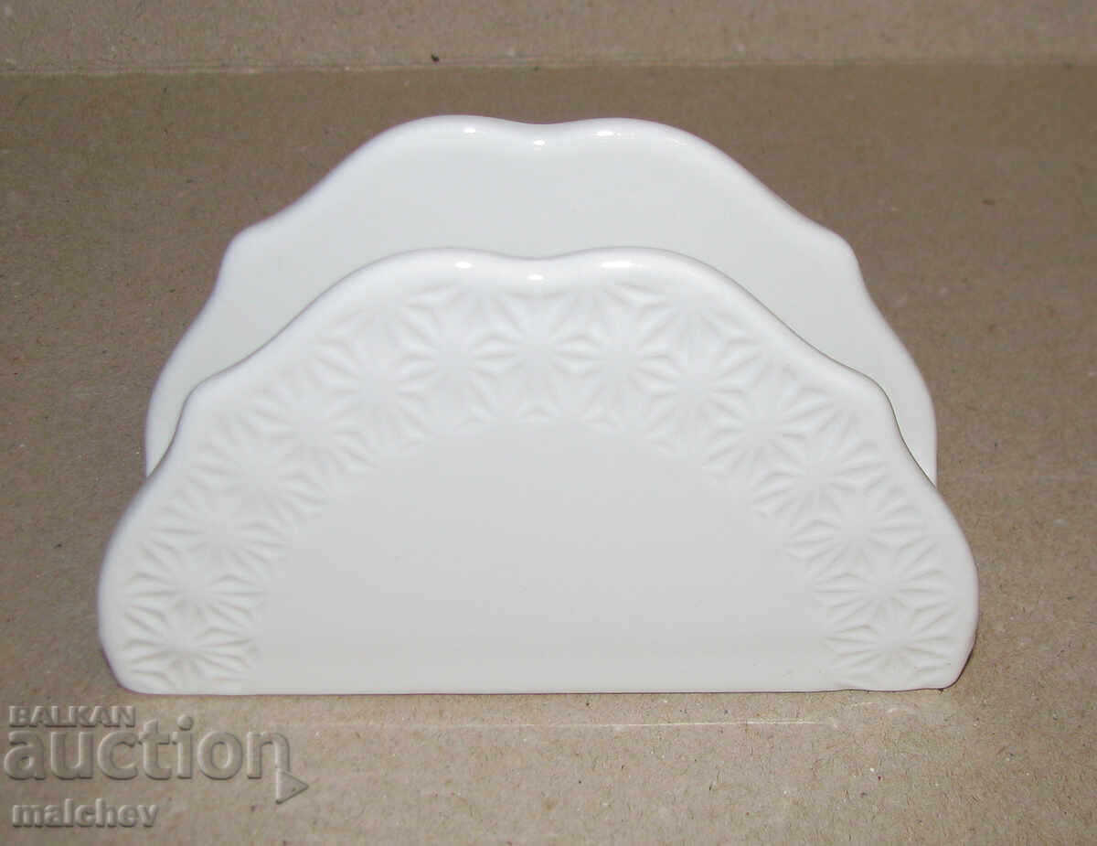 Porcelain white napkin holder, embossed decoration, excellent with price 4.00 BGN | € 2.05 Porcelain white napkin holder, embossed decoration, excellent with price 4.00 BGN | € 2.05