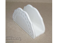 Porcelain white napkin holder, embossed decoration, excellent