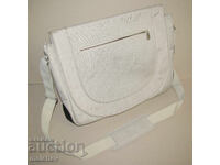 Geantă mare de umăr ecru, laptop, excelentă, nefolosită