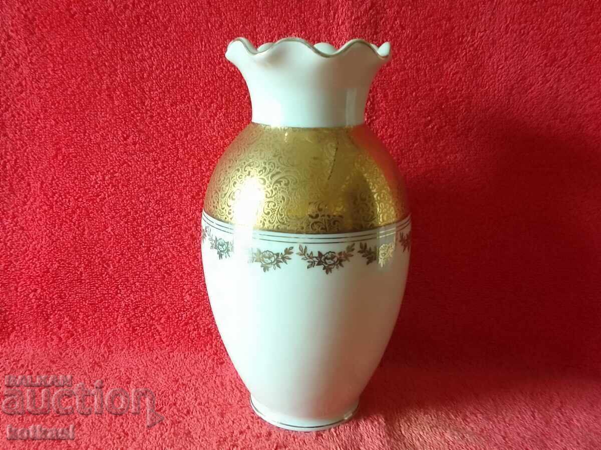 Old porcelain vase ALKA kunst Marion massive gold plating H 20 cm